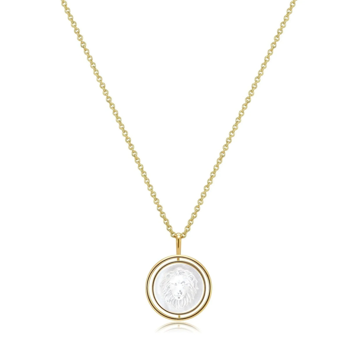 Mother Of Pearl Lion Pendant Necklace from eklexic