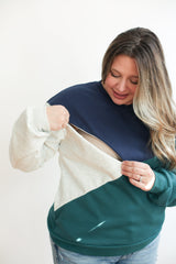 Velour Interior Diagonal Zip Breastfeeding Sweatshirt from Movemama