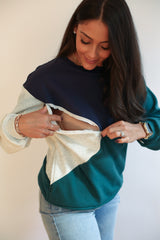 Velour Interior Diagonal Zip Breastfeeding Sweatshirt from Movemama