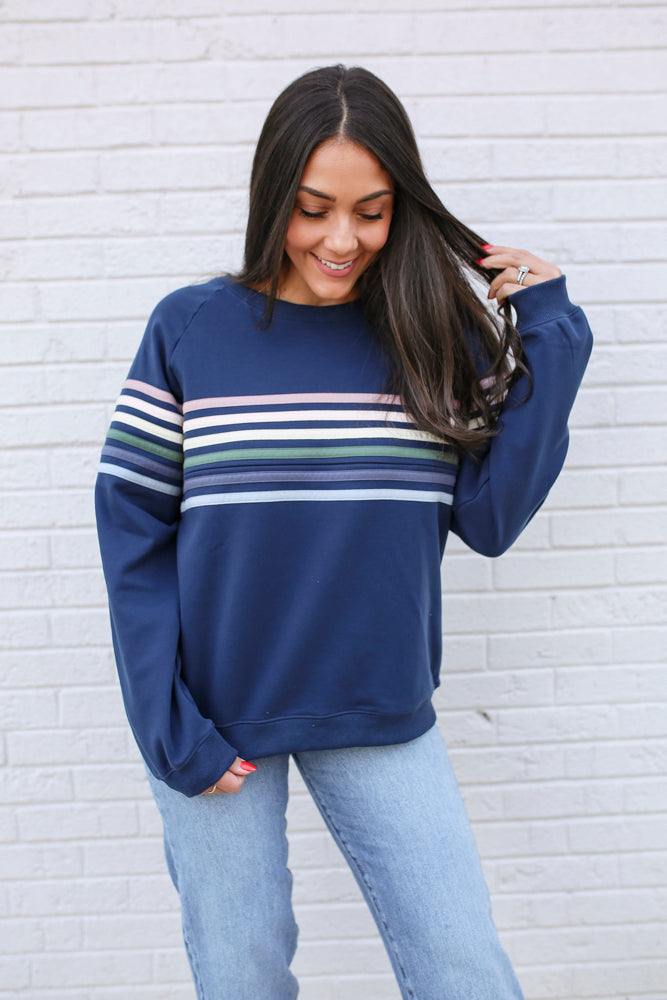 Six Stripe Invisible Zip Breastfeeding Sweatshirt From Movemama