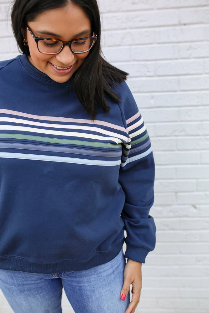 Six Stripe Invisible Zip Breastfeeding Sweatshirt From Movemama