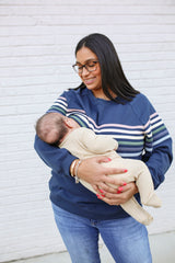 Six Stripe Invisible Zip Breastfeeding Sweatshirt From Movemama