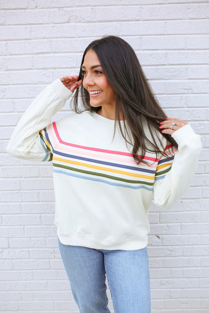 Six Stripe Invisible Zip Breastfeeding Sweatshirt From Movemama