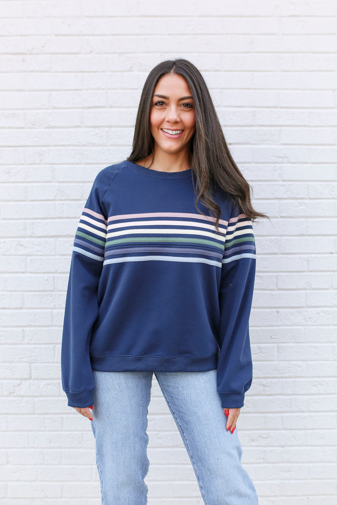 Six Stripe Invisible Zip Breastfeeding Sweatshirt From Movemama
