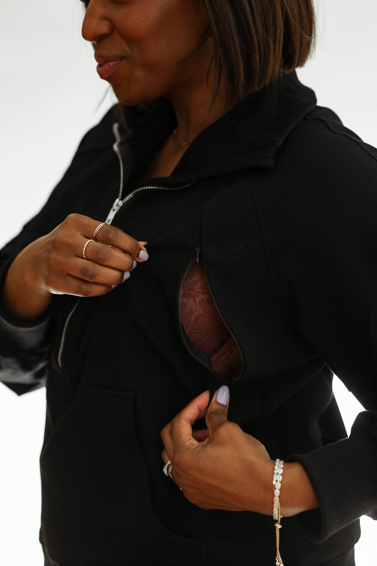 Oversized Three Zip Breastfeeding Sweatshirt From Movemama