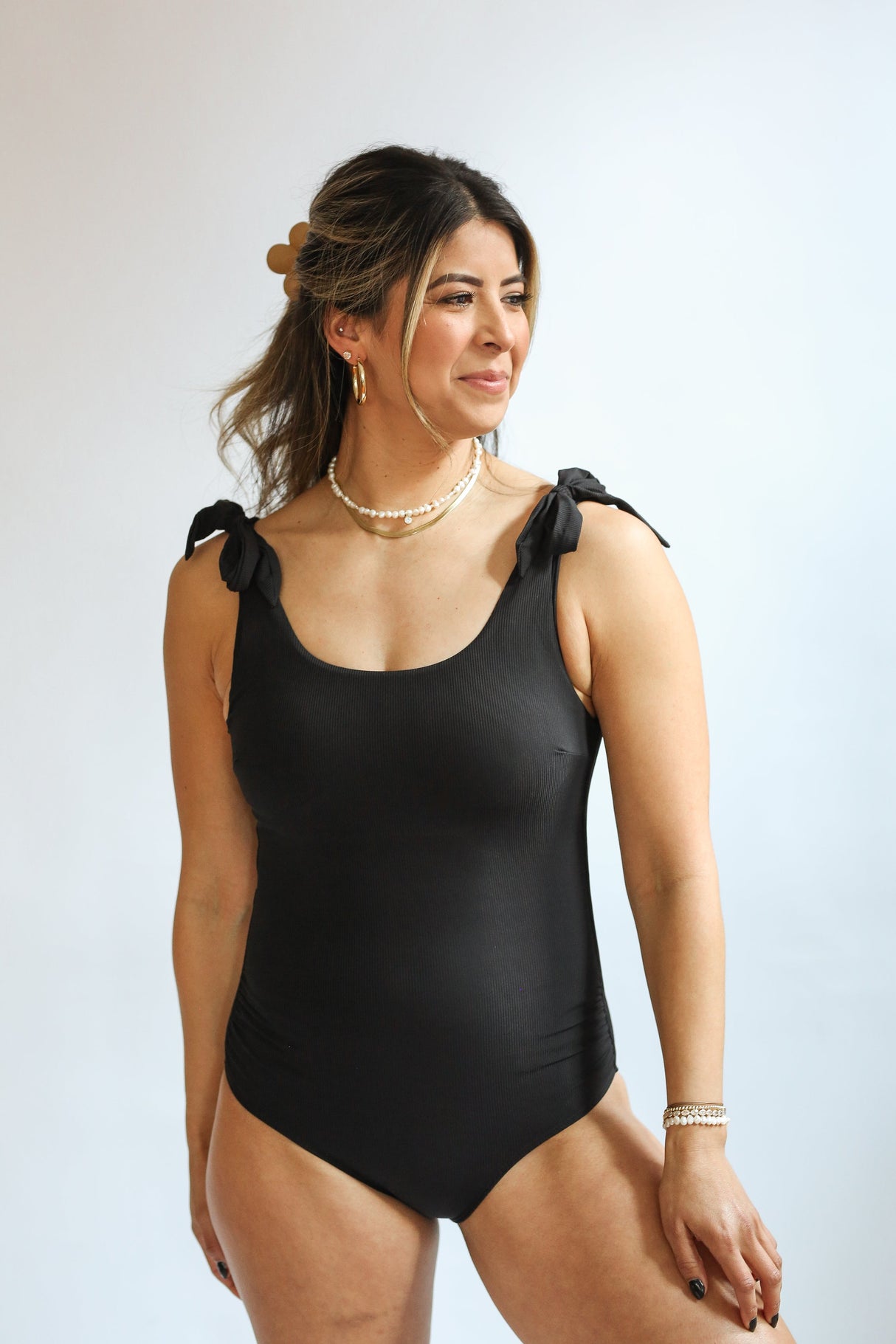 Ribbed One Piece Tie Shoulder Breastfeeding Swimsuit From Movemama