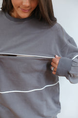 Relaxed Fit Invisible Zipper Breastfeeding Sweatshirt with Piping From Movemama