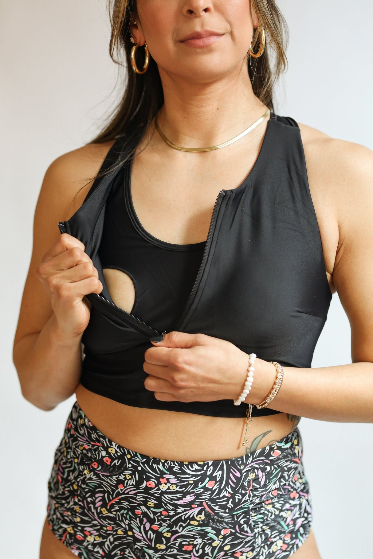 Crop Zip Up Breastfeeding Swimsuit Top From Movemama