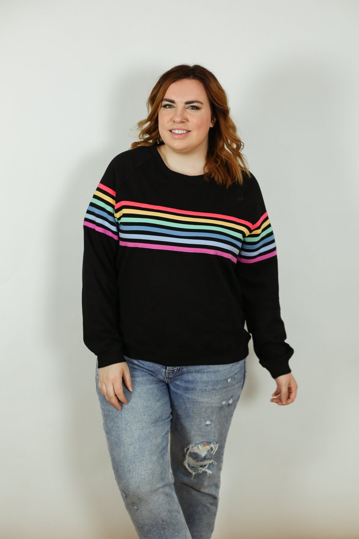 Six Stripe Invisible Zip Breastfeeding Sweatshirt From Movemama