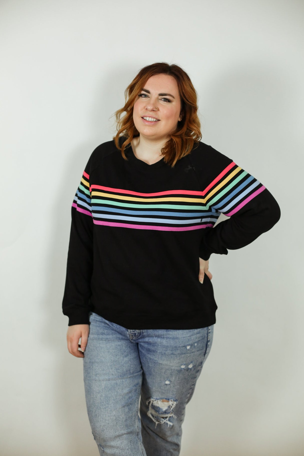 Six Stripe Invisible Zip Breastfeeding Sweatshirt From Movemama
