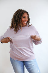 Relaxed Fit Invisible Zipper Breastfeeding Sweatshirt with Piping From Movemama