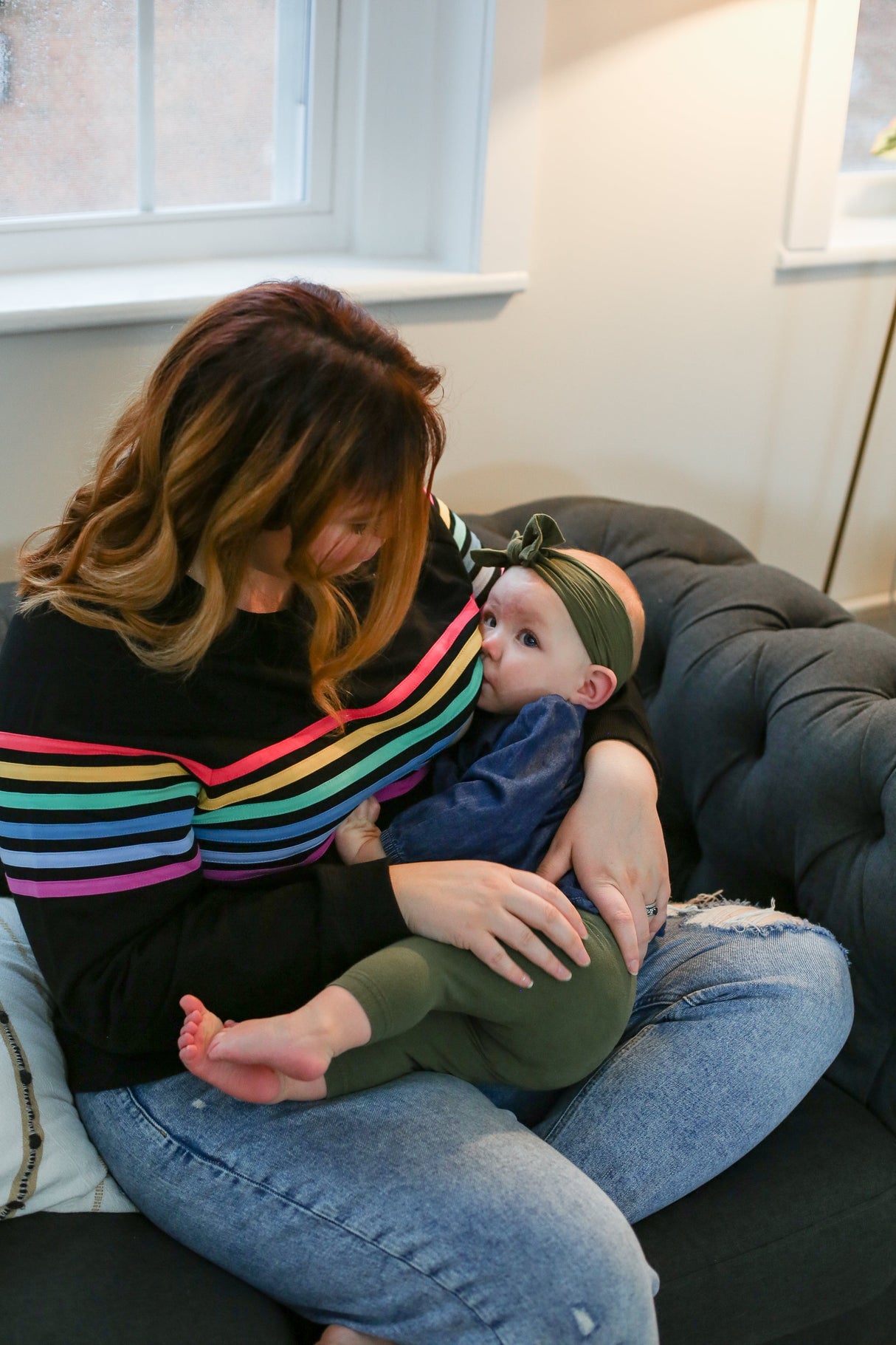 Six Stripe Invisible Zip Breastfeeding Sweatshirt From Movemama