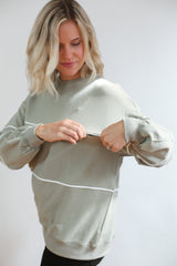 Relaxed Fit Invisible Zipper Breastfeeding Sweatshirt with Piping From Movemama