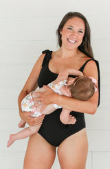 Ribbed One Piece Tie Shoulder Breastfeeding Swimsuit From Movemama