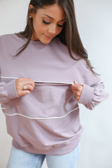 Relaxed Fit Invisible Zipper Breastfeeding Sweatshirt with Piping From Movemama