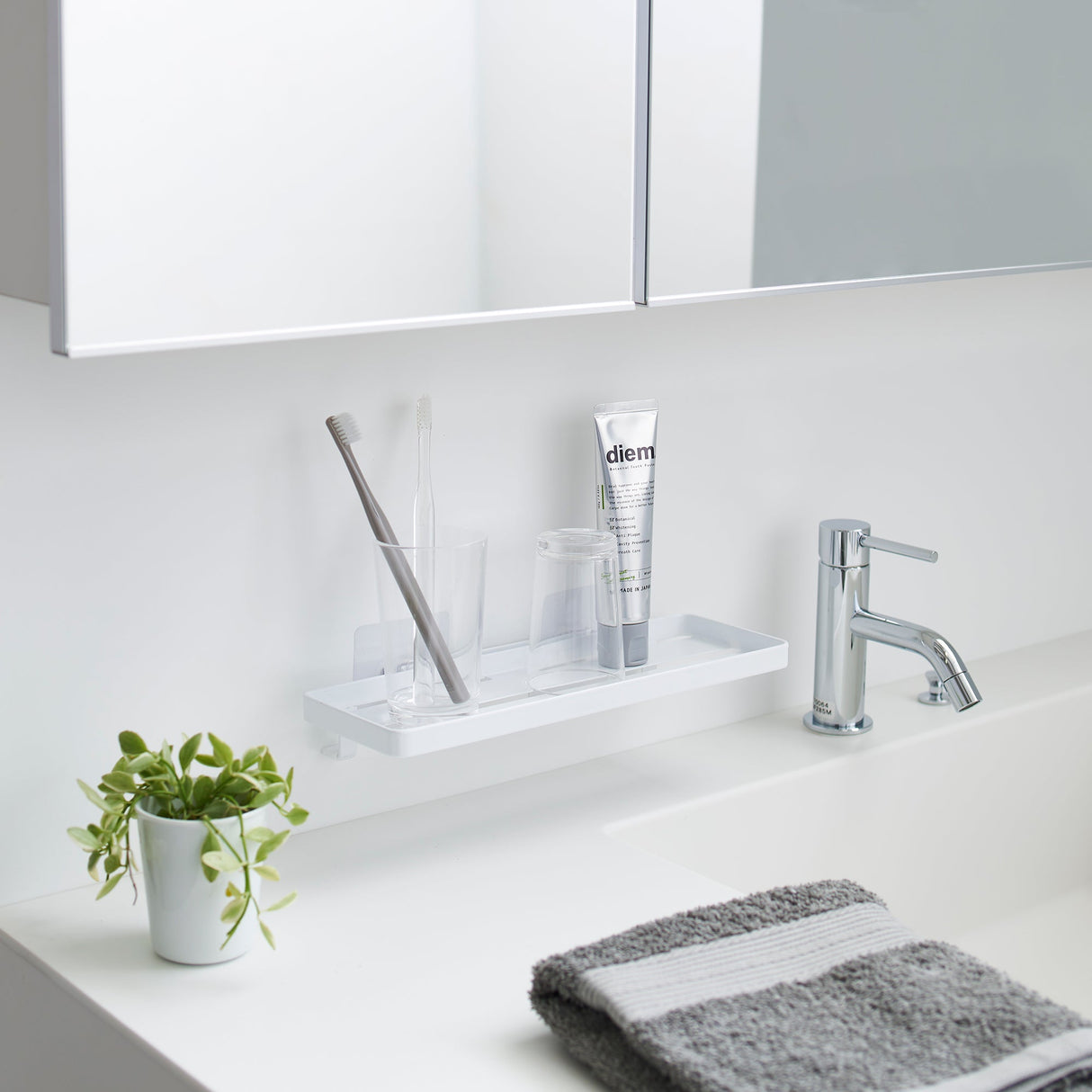 Traceless Adhesive Floating Tray - Steel from Yamazaki Home