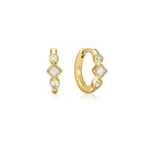 Multi Shaped Opal and CZ Stone Huggie Hoops from eklexic