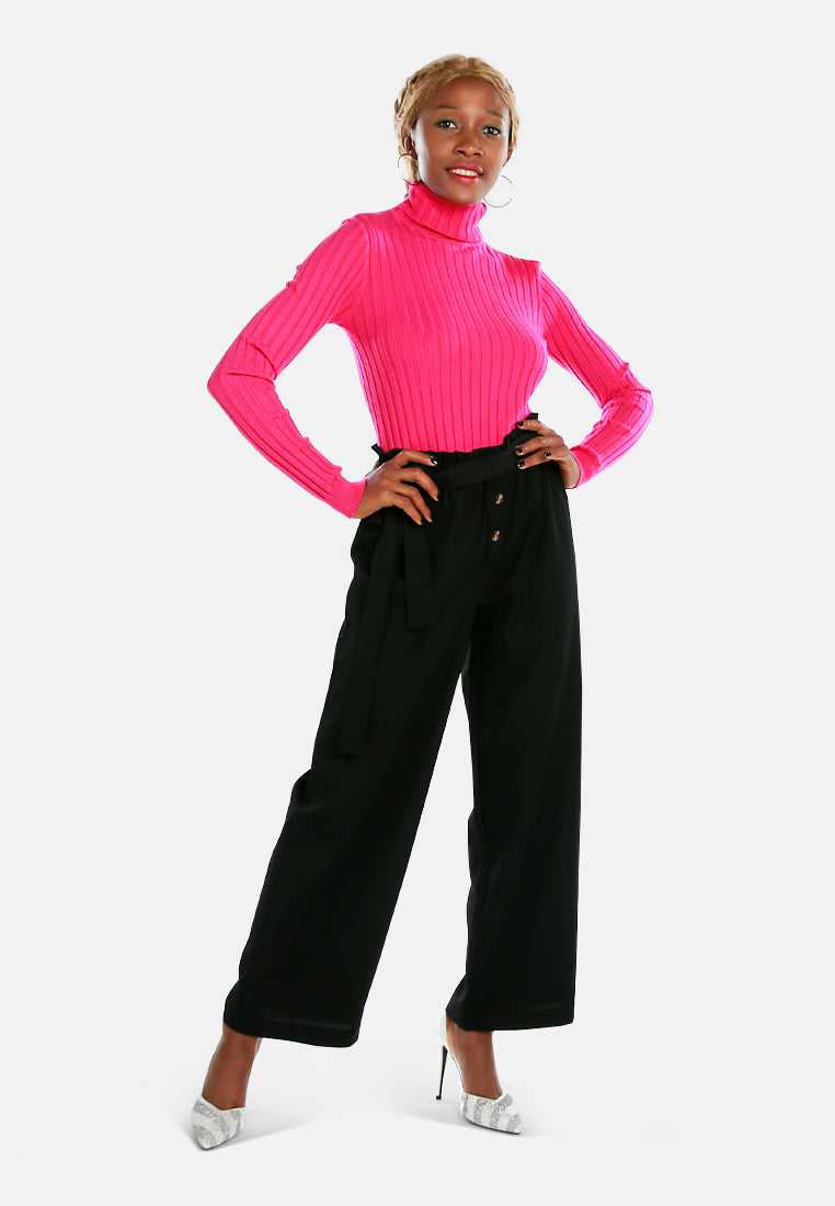 Multi Button High Waisted Pants from London Rag International