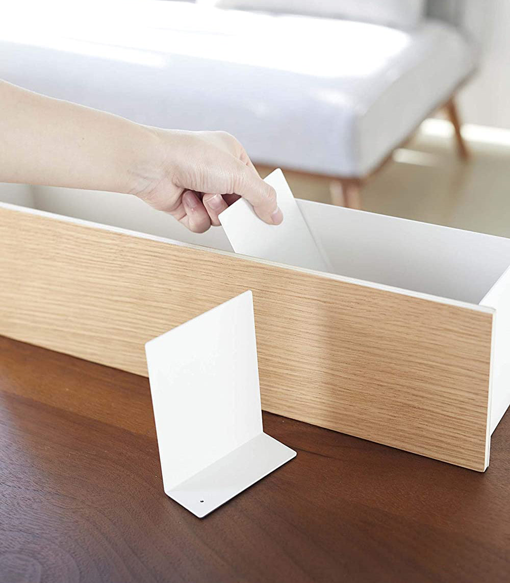 Desk Organizer - Two Sizes - Steel + Wood from Yamazaki Home