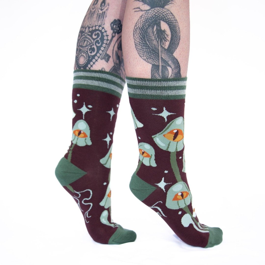 Mystic Mushrooms Crew Socks from FootClothes