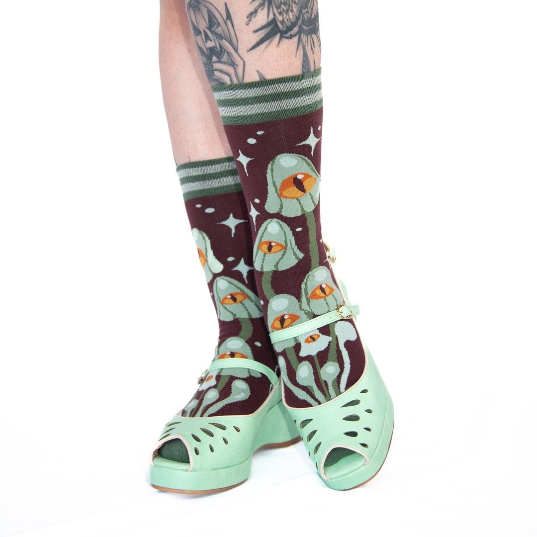 Mystic Mushrooms Crew Socks from FootClothes