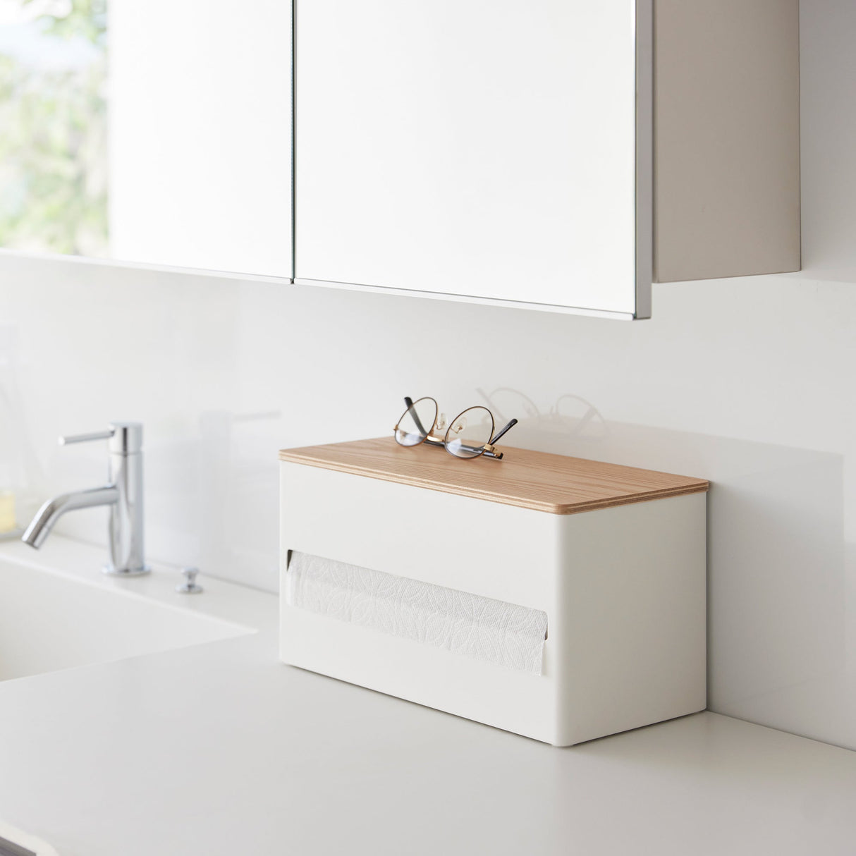 Paper Towel Dispenser - Steel + Wood from Yamazaki Home
