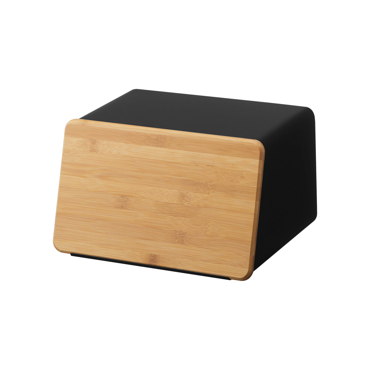 Bread Box with Cutting Board Lid - Steel + Wood from Yamazaki Home