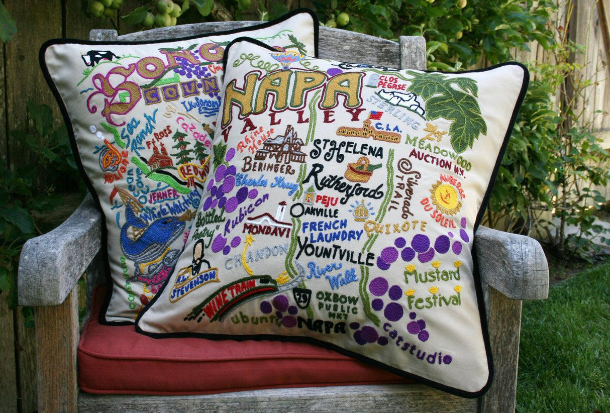 Napa Valley Hand-Embroidered Pillow from Quirks!
