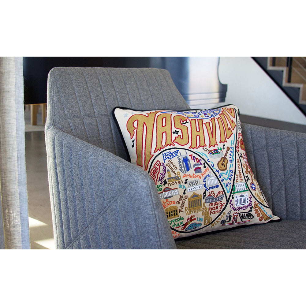 Nashville Hand-Embroidered Pillow from Quirks!