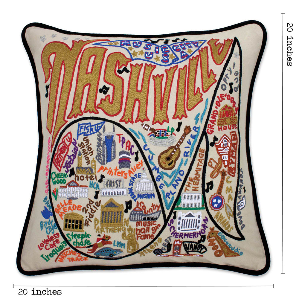 Nashville Hand-Embroidered Pillow from Quirks!