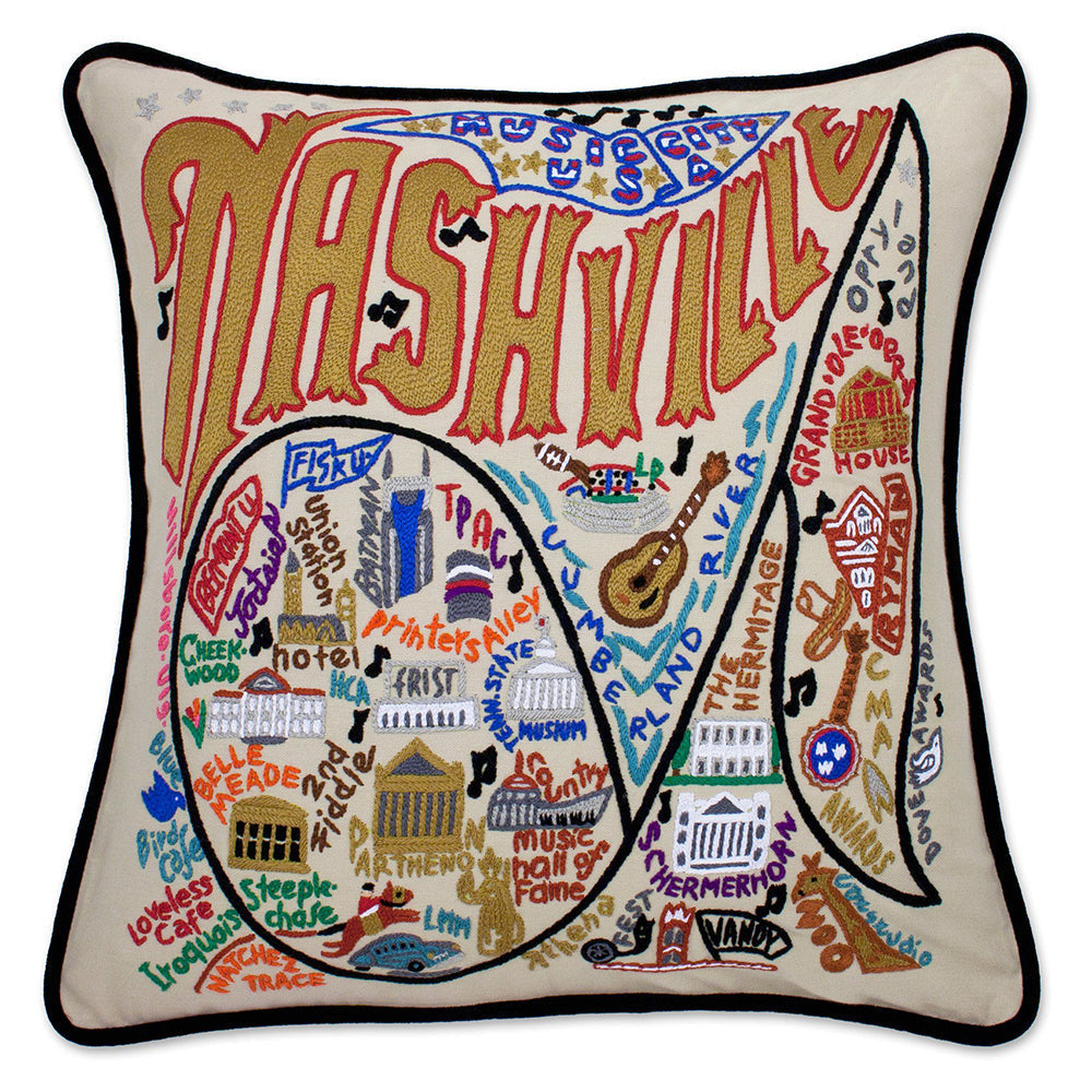 Nashville Hand-Embroidered Pillow from Quirks!