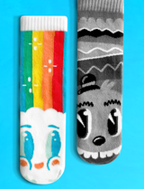 KIDS RAINBOWFACE & MR. GRAY NO SLIP SOCKS from Pals Socks