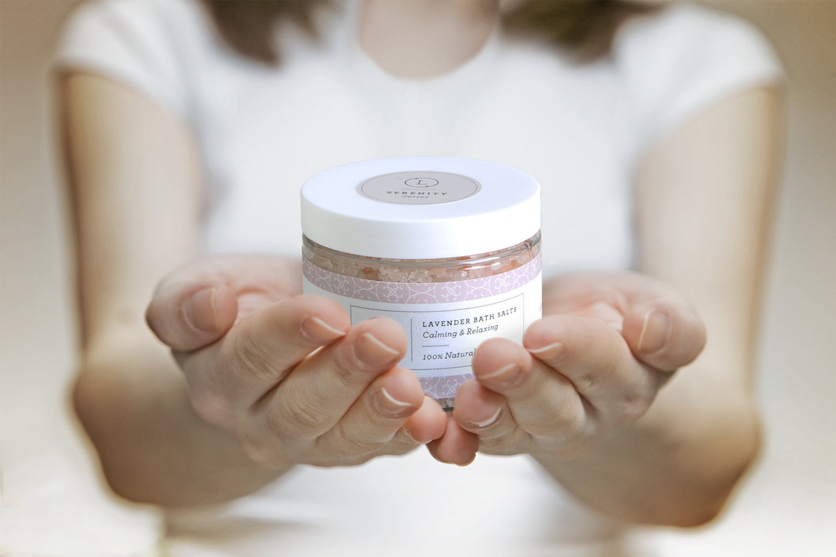 CBD Lavender Natural Bath Salt Soak with CBD. Made with Dead sea, Epsom and Himalayan salts from Lizush