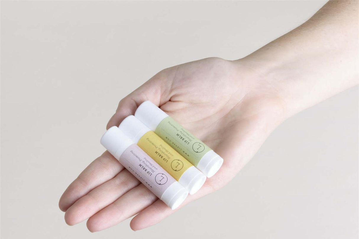 Lip Balm, Set of 3 Natural Unscented Lip Balms from Lizush