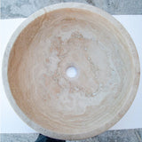 Beige Travertine Above Vanity Bathroom Vessel Sink Honed and Filled (D)18" (H)6" From Villohome