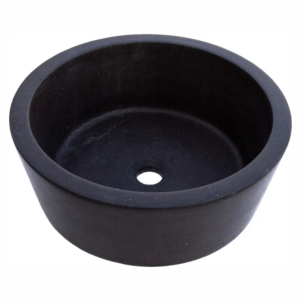 Black Andesite Natural Stone Tapered Above Vanity Bathroom Sink Honed/Matte (D)16" (H)6" From Villohome