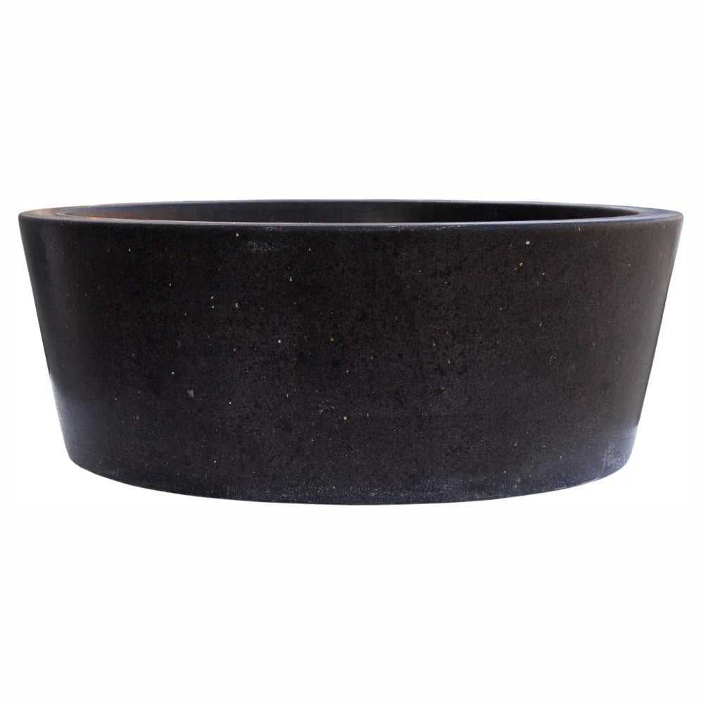 Black Andesite Natural Stone Tapered Above Vanity Bathroom Sink Honed/Matte (D)16" (H)6" From Villohome