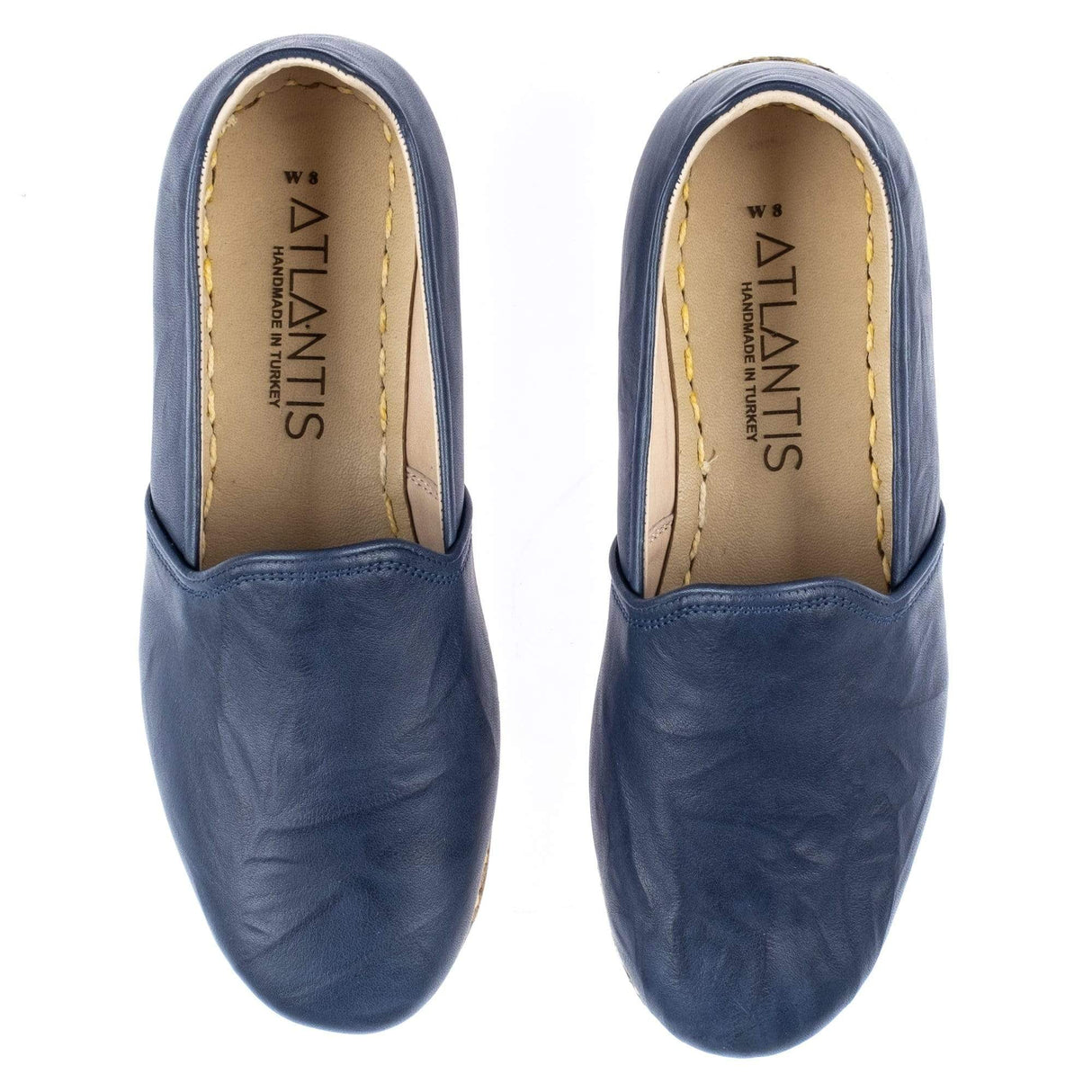 Women's Navy Slip On Shoes from Atlantis Handmade Shoes