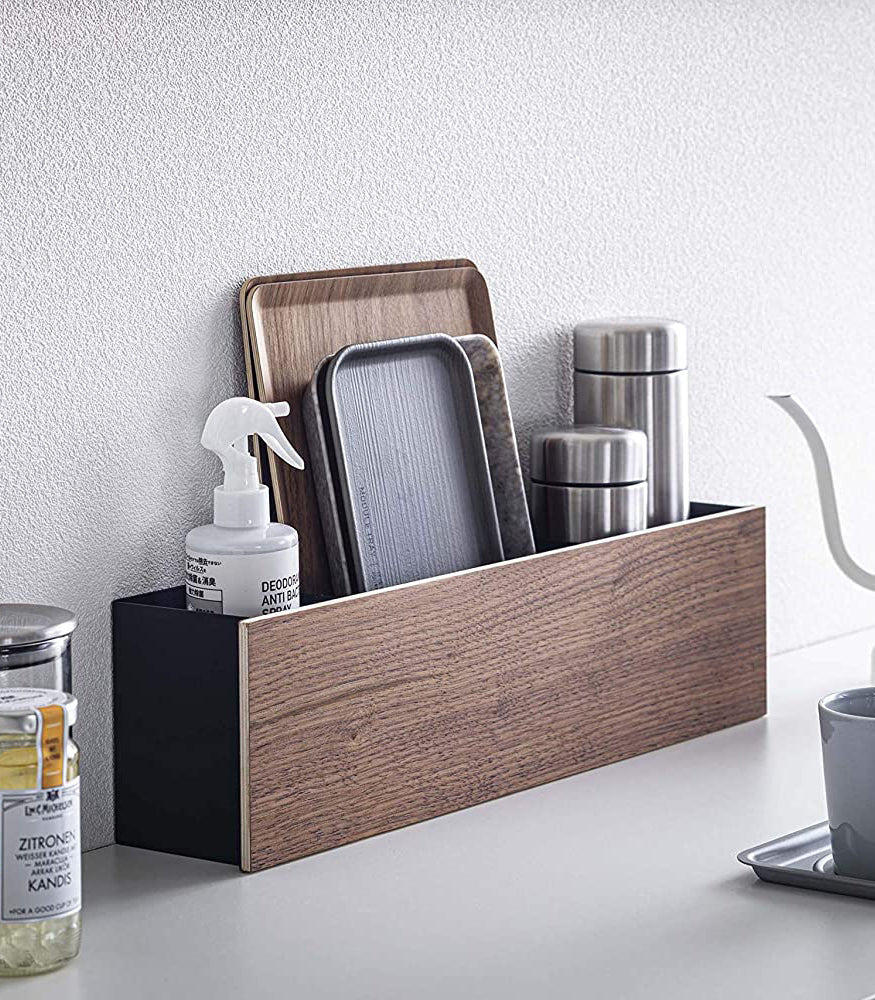 Desk Organizer - Two Sizes - Steel + Wood from Yamazaki Home