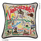 Nebraska Hand-Embroidered Pillow from Quirks!