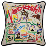 Nebraska Hand-Embroidered Pillow from Quirks!