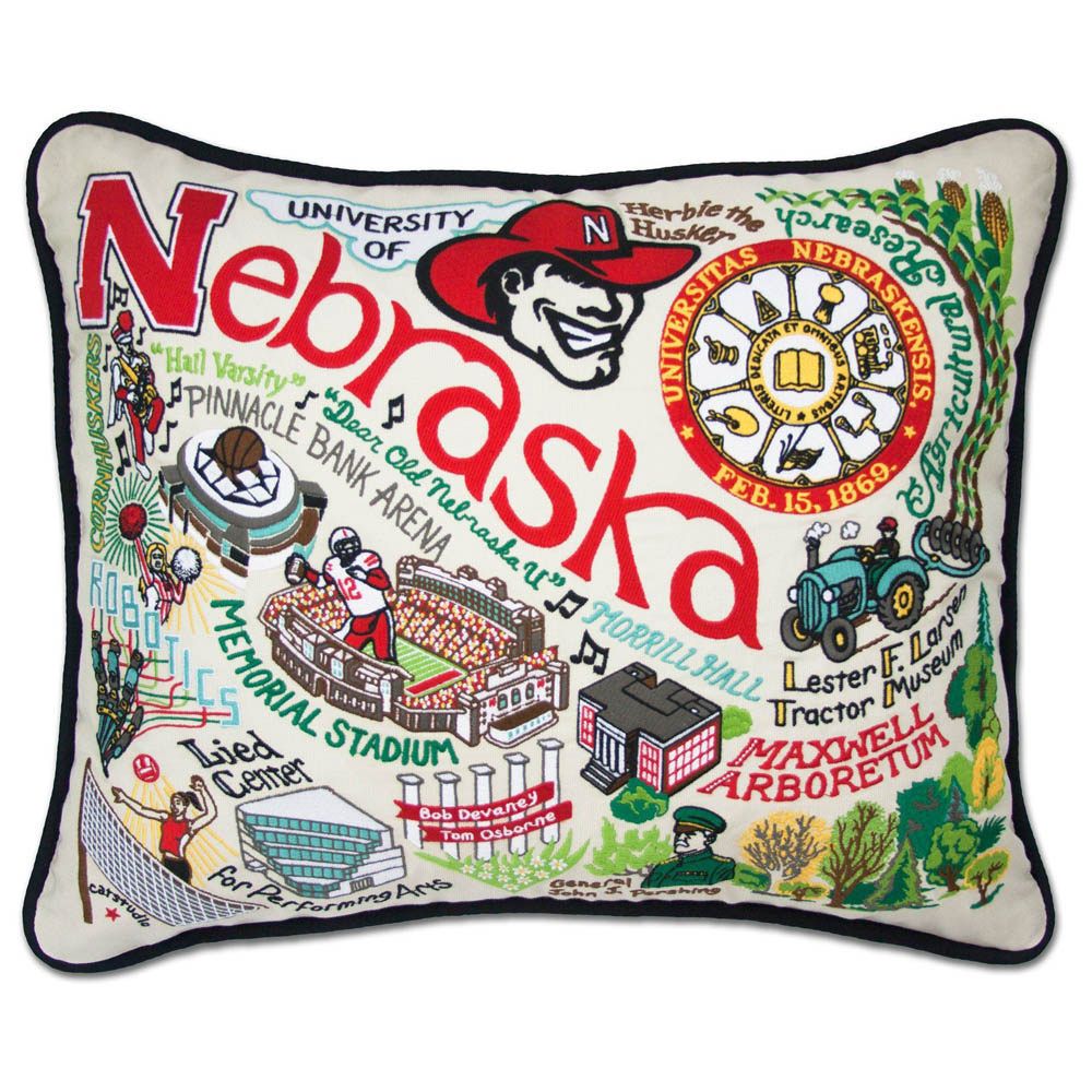 Nebraska, University of Collegiate Embroidered Pillow by CatStudio from Quirks!