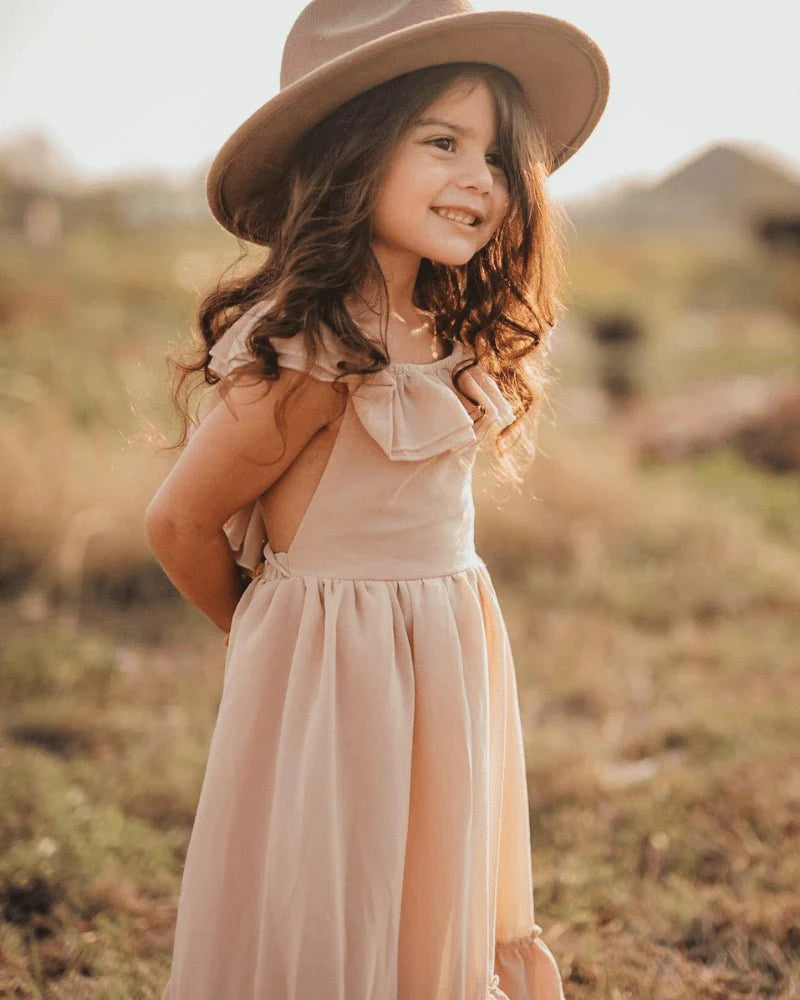 Nellie Ruffle Maxi Dress - Champagne from Bailey's Blossoms