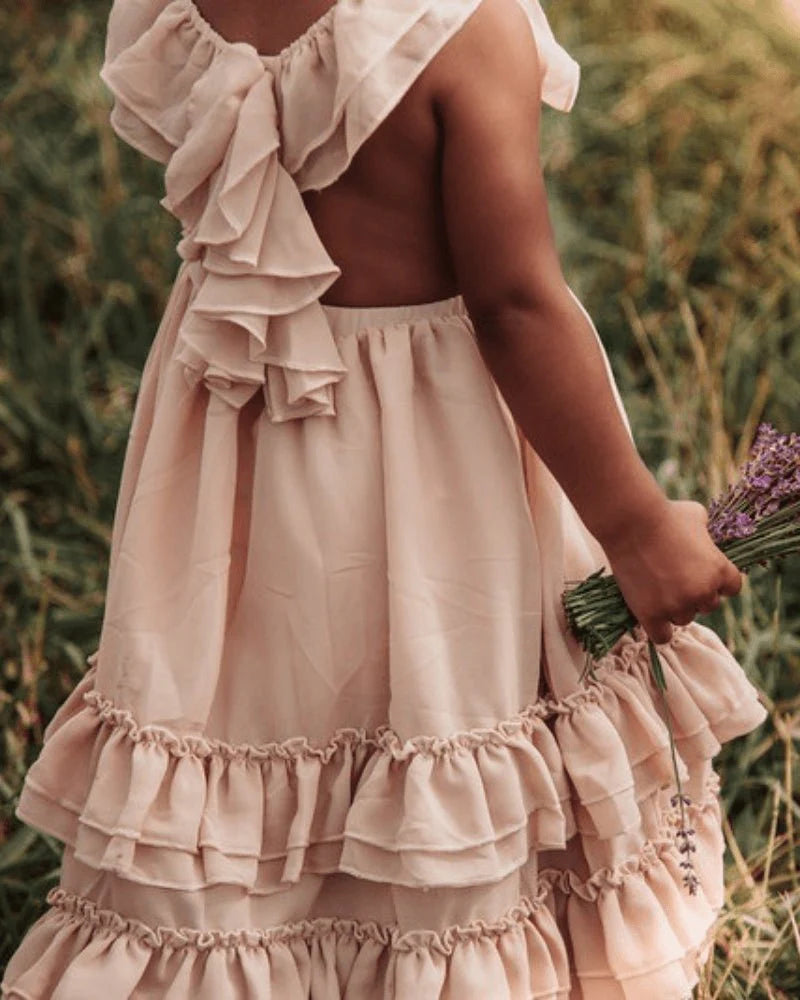Nellie Ruffle Maxi Dress - Champagne from Bailey's Blossoms