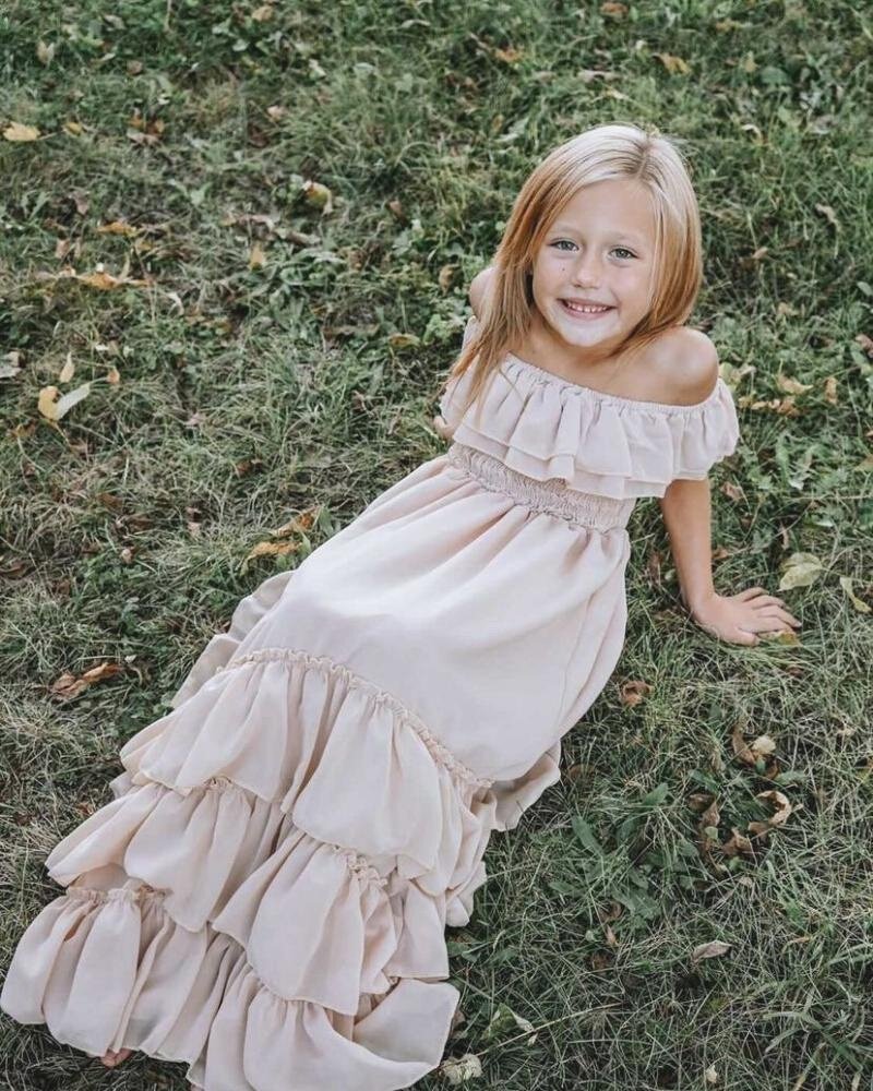 Nellie Ruffle Maxi Dress - Champagne from Bailey's Blossoms