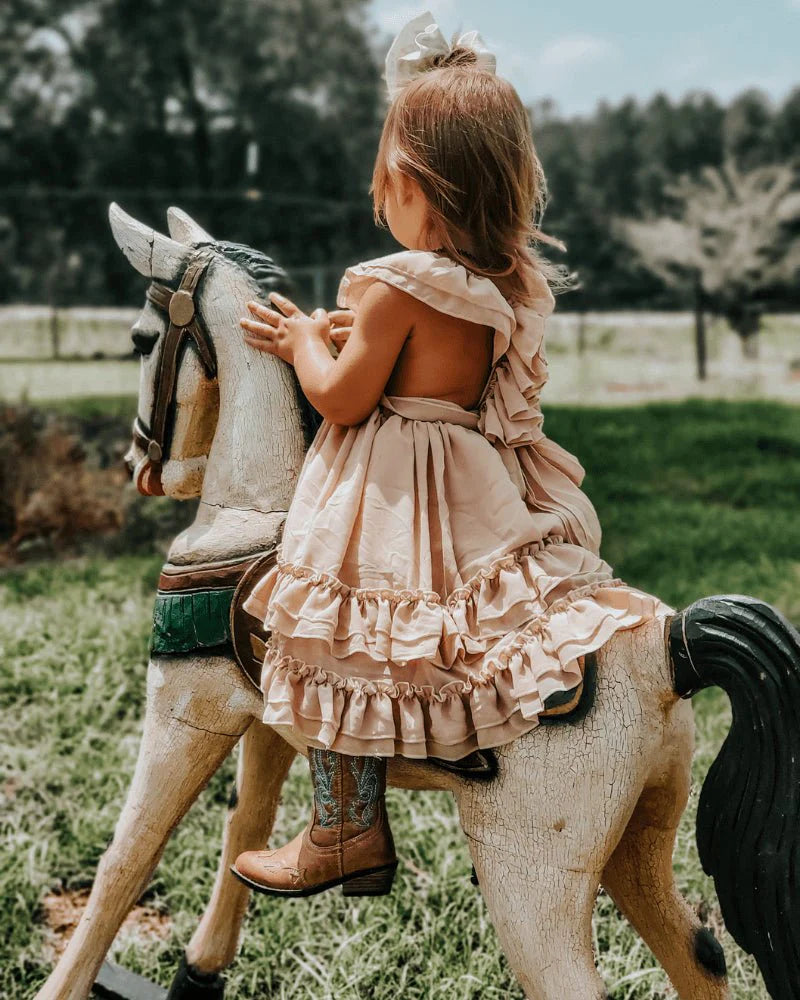 Nellie Ruffle Maxi Dress - Champagne from Bailey's Blossoms