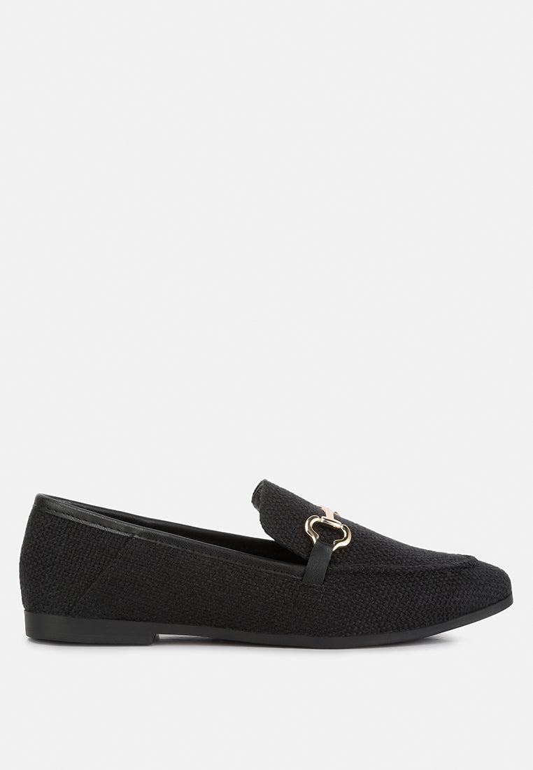 Neoma Horsebit Detail Flat Canvas Loafers from London Rag International