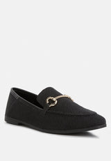 Neoma Horsebit Detail Flat Canvas Loafers from London Rag International