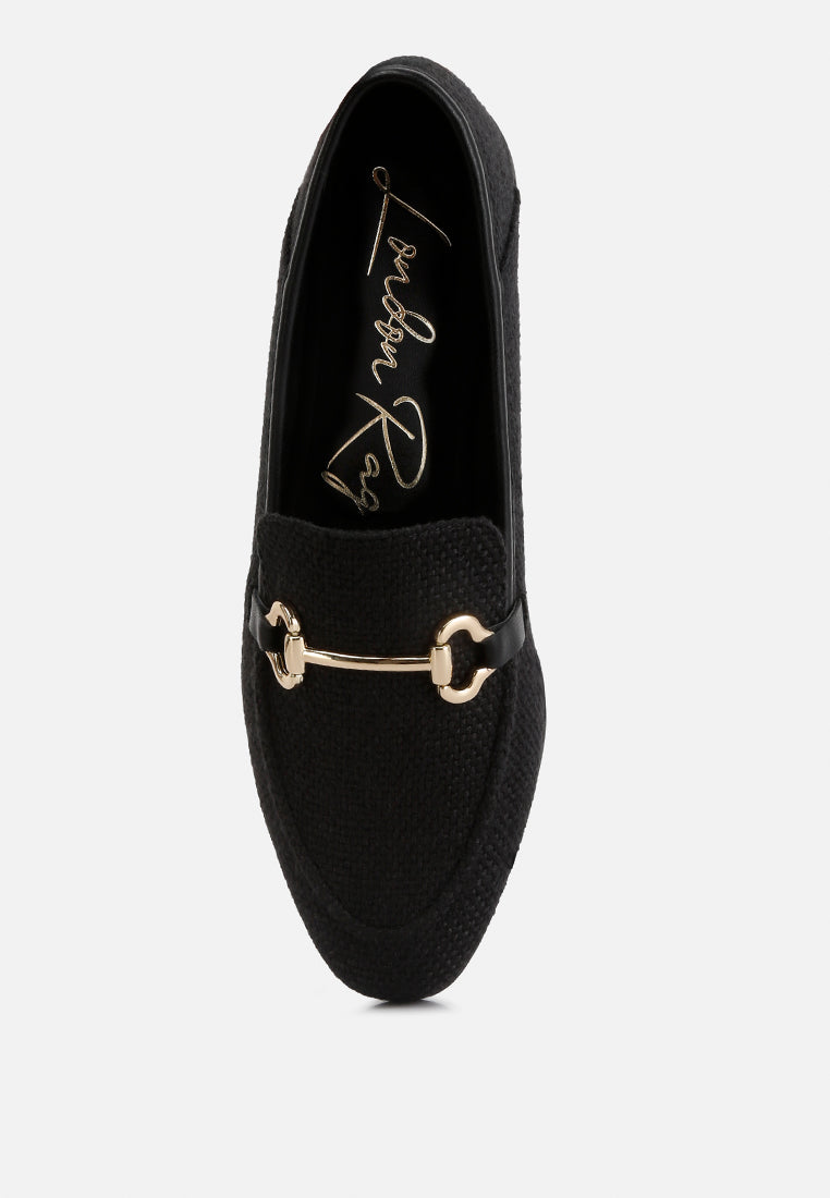 Neoma Horsebit Detail Flat Canvas Loafers from London Rag International