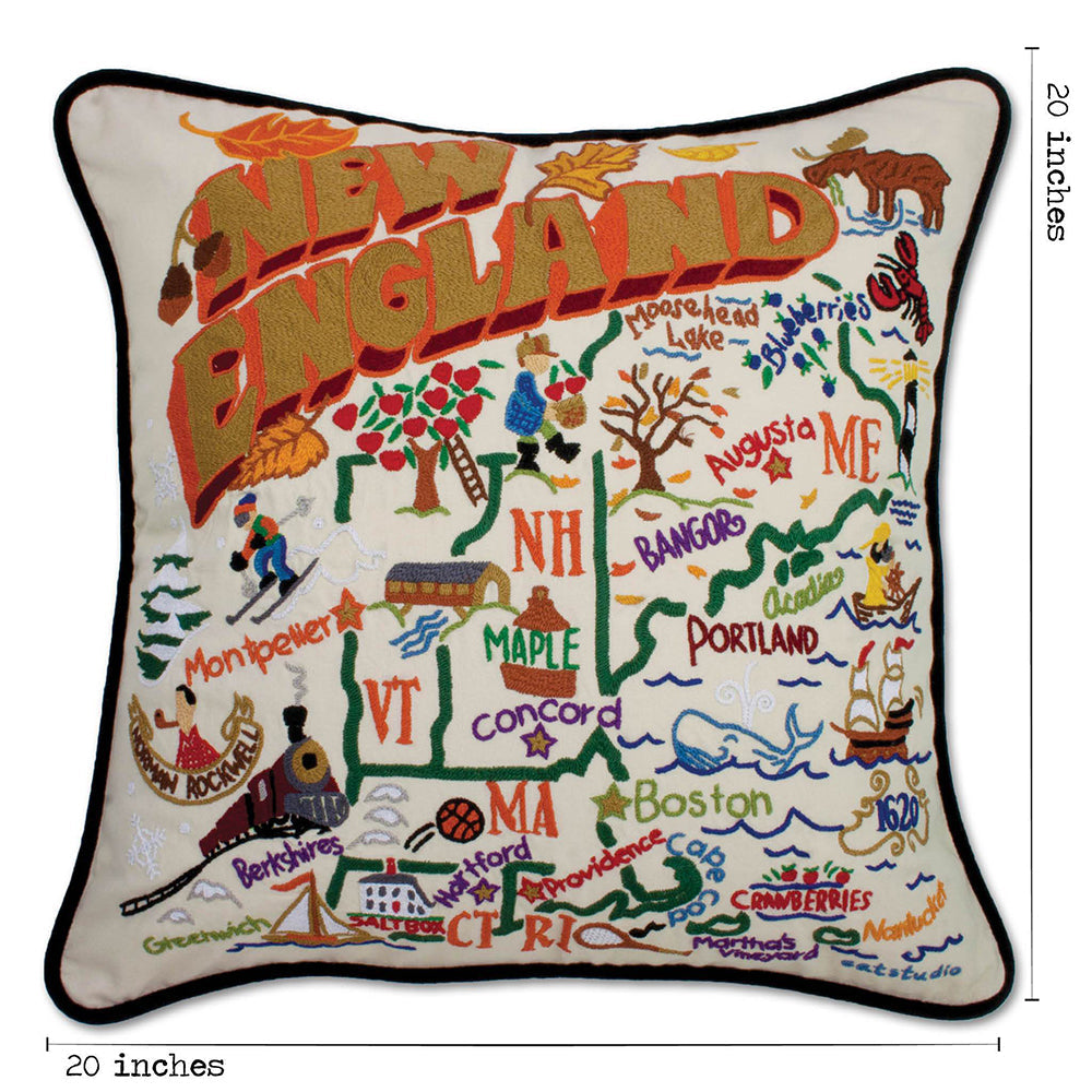 New England Hand-Embroidered Pillow from Quirks!